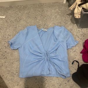 Zara blue tie top